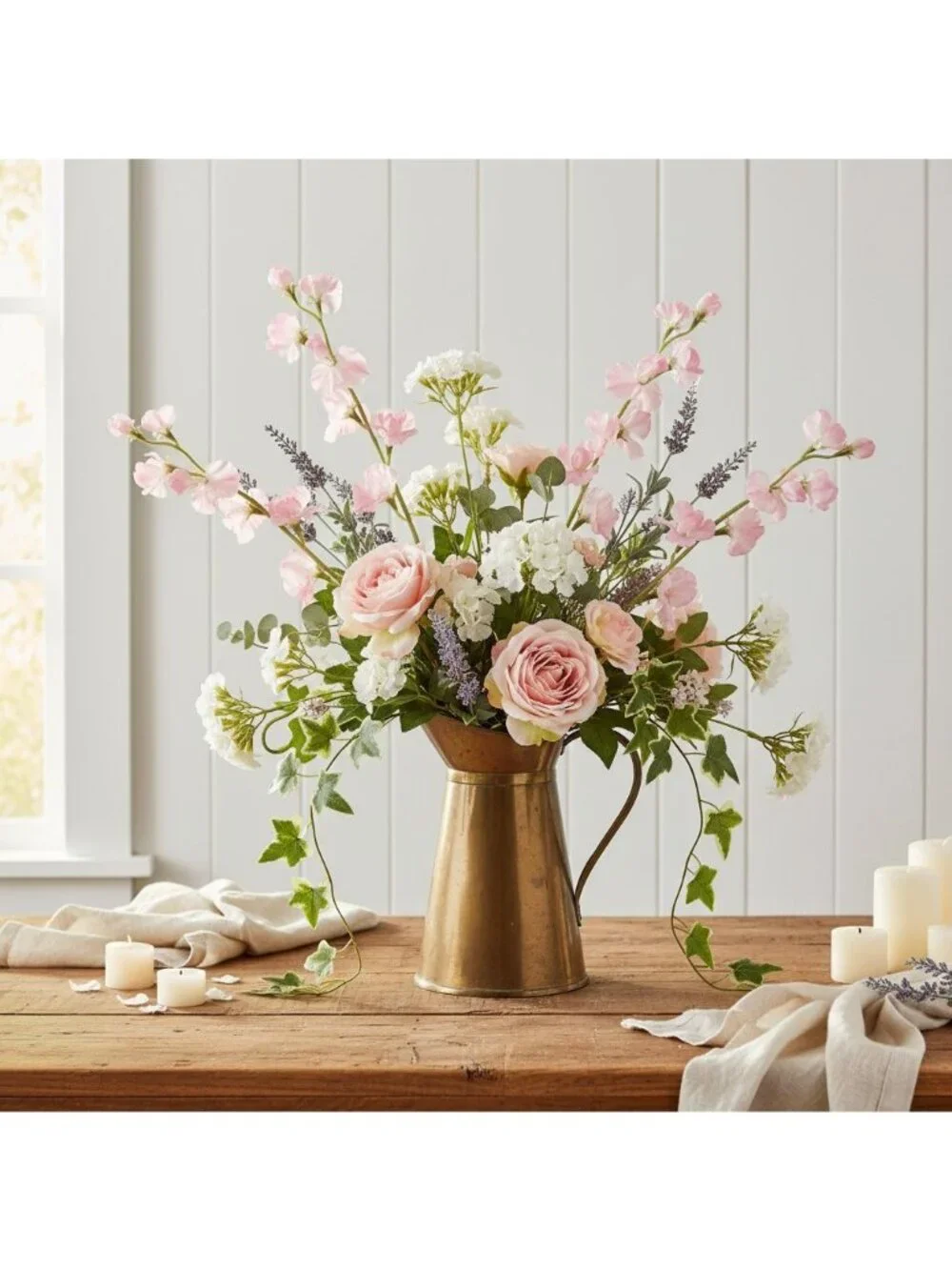 Pink Sweet Pea Flower Stems Faux Floral Cottagecore Decor Romantic Wedding Flowe